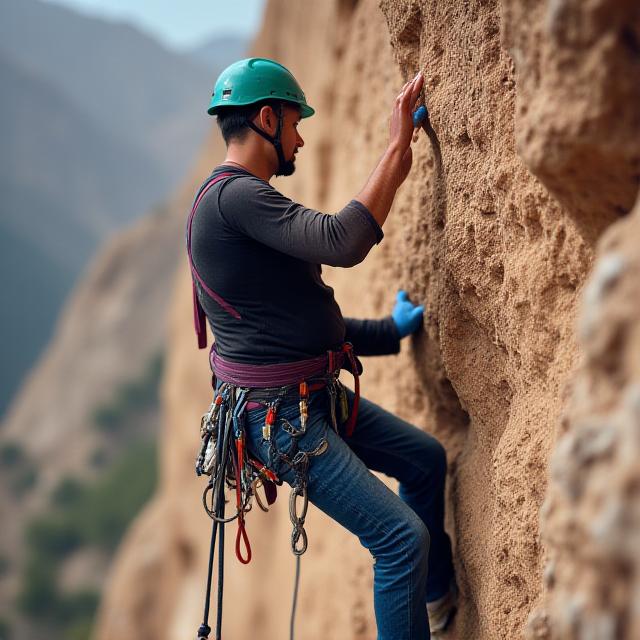 Client rock climbing