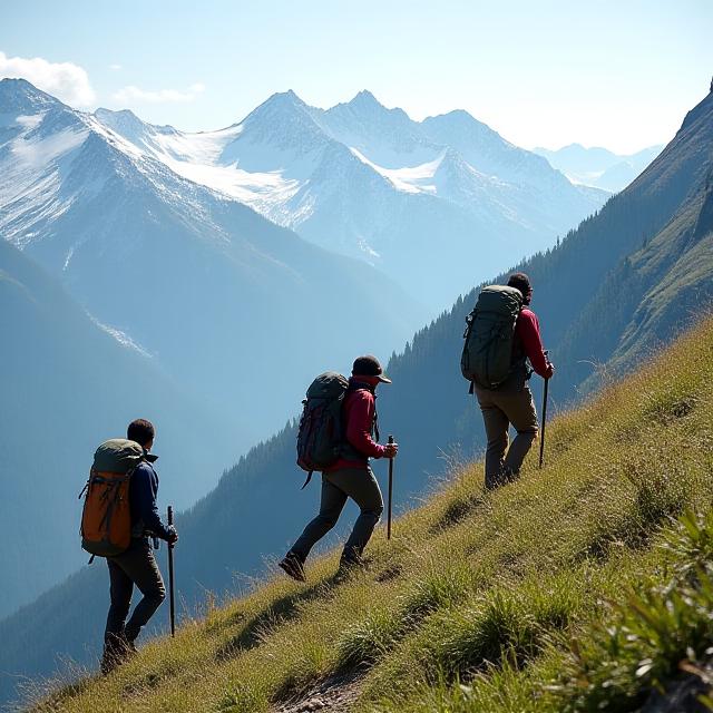 Client at a mountain peak
